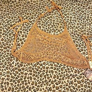 Bronze Mesh Halter Top